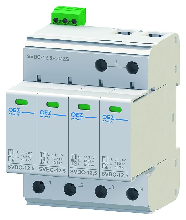 OEZ 40624 SVBC-12,5-4-MZS Комбинированный разрядник тока молнии и перенапряжения OEZ 40624 SVBC-12,5-4-MZS Комбинированный разрядник тока молнии и перенапряжения